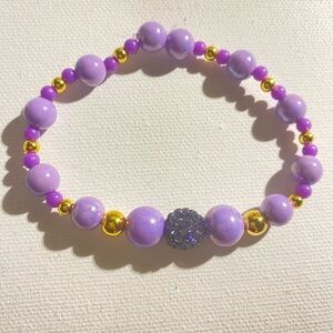 Elegant Purple and 18k Gold Beaded Bracelet